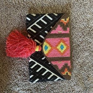 Beaded Clutch in Ikat Print